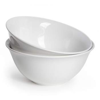 Kook Ceramic Salad Serving Bowls, 3.75 Qt, Set of 2,White