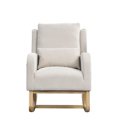 Ridstar Modern Accent Chair & Armchair with One Lumbar Pillow & Two Side Pockets For Living Room-Beige