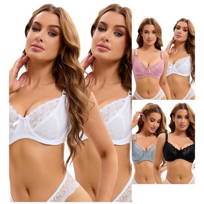 INSPIRE CHIC Women's 6 Pcs Lace Push-up Bra Set Underwire Support Full Coverage Lingerie Bralette