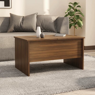 Medium Oak Noir Rectangular Lift-Top Sofa Console with Storage
