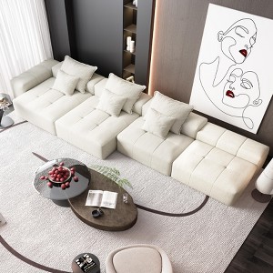 Whisen Modern Oversized Modular Sectional Sofa with 2 Ottoman, 2 Seat Sparkling Chenille Fabric and 4 Pillows, 4-Piece DIY Combination - 1 of 4