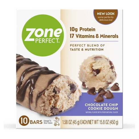 Zone Perfect Nutrition Bar Chocolate Chip Cookie Dough - 1.76oz(10pk