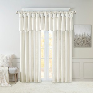 Faux Silk Bead Trim Luxurious Window Valance, DIY Twist Tab Top with Extra Lining Multi-Color Valance for All Decor Styles - 1 of 4