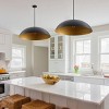 Dewdrop Industrial Hanging Lamp, 1-Light Farmhouse Pendant, 30.91in Black Iron Dome with Gold Foil, ETL Listed - 4 of 4