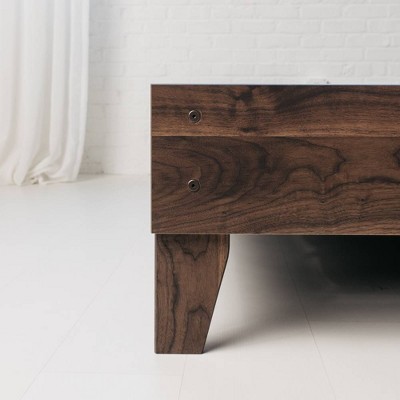 Chic Sophistication Queen Platform Bed with Wood Headboard, Mocha