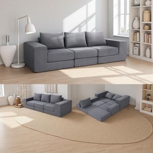Homdox 110" 3-Seat Cloud Sofa Bed w/Deep Seat & Non Slip Base, L-Shape Chaise for Living Room, No Assembly, - 1 of 4