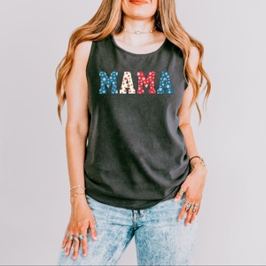 Simply Sage Market Patriotic Mama Floral Garment Dyed Tank - 1 of 2