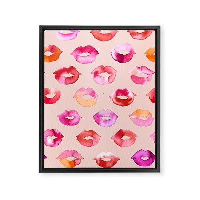 Ninola Design Sweet Pink Lips Framed Art Canvas - Society6