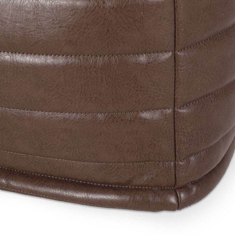 Baddow Contemporary Faux Leather Channel Stitch Rectangular Pouf - Christopher Knight Home, 5 of 8