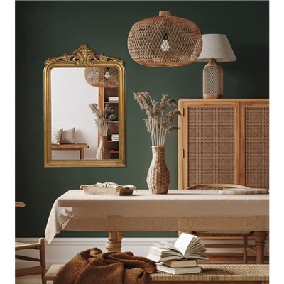 Hamilton Hills Gold Baroque Arched Wall Mirror with Wood Frame