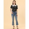 Allegra K Women's Peter Pan Collar Ruffled Bubble Short Sleeve Floral Blouses - 2 of 4