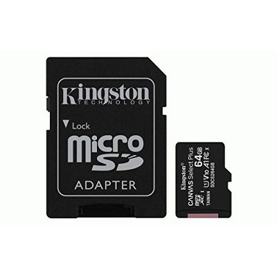 Kingston 64GB microSDHC Canvas Select Plus 100MB/s Read A1 Class 10 UHS-I Memory Card + Adapter (SDCS2/64GB)