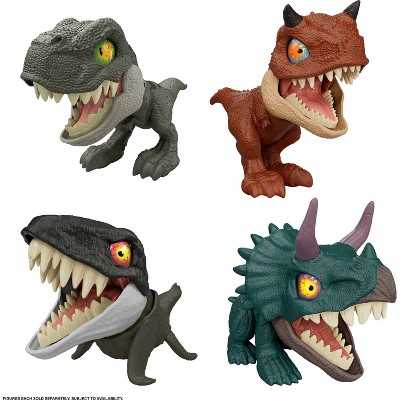 Jurassic World Mighty Little Biters Carnotaurus Dinosaur Toy with Bite Action, Eye Change, Collectible Figure