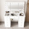 Famapy 43"W Large Vanity Table 9-Drawer Vanity Set with Crystal Pulls and Versatile Mirror Lighting - 2 of 4