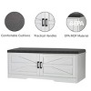 SEVOBAL Utility Storage Cabinets Farmhouse 2 Tier Storage Bench with Padded Seat and Adjustable Shelves for Living Room, White, 39.4"*13.75"*17.72" - 4 of 4