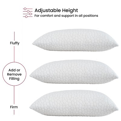 King Size White Shredded Memory Foam Back Sleeper Pillows