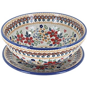 Blue Rose Polish Pottery M076 Manufaktura Berry Bowl With Plate - 1 of 1