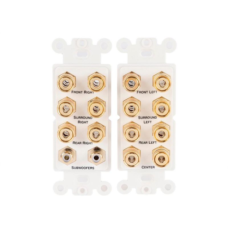 Monoprice 2-Gang 7.2 Surround Sound Distribution Wall Plate | Gold Plated, No Wire Pull-Outs, 3 of 7