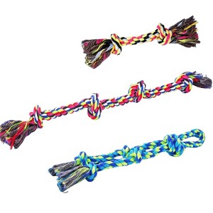 Itopfox Heavy Duty Dog Toy for Aggressive Chewers – Tough Chew Toys for Large Dogs, Ideal for Tug-of-War & Teeth Cleaning, with 3 Rope Toys - 1 of 4