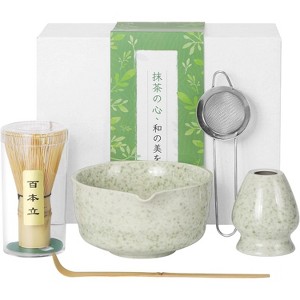 Zevemomo 5-Piece Matcha Whisk Set,Handmade Ceremony Matcha Kit with Ceramic Bowl&Spout,Complete Matcha Making Set for Tea Lovers Family Friends,Green - 1 of 4