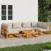 vidaXL Patio Furniture Set - 7 Piece Solid Wood Garden Sofa with Light Gray Cushions - Outdoor Lounge Deck Seating - 2 of 4