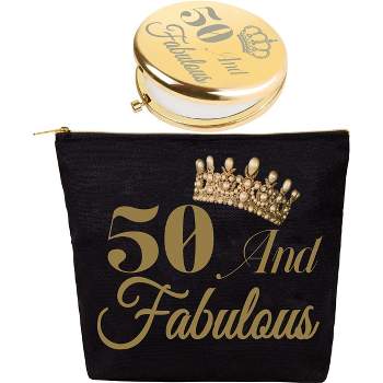 VeryMerryMakering 50th Birthday Gifts Makeup Bag And Mirror, Black