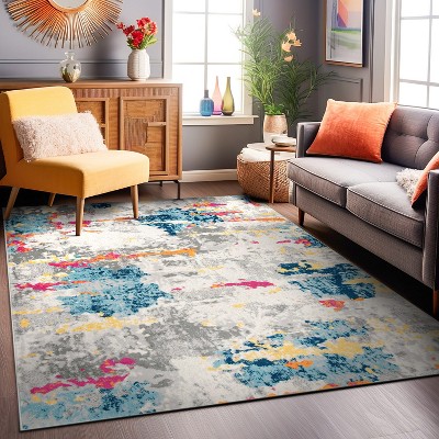 Reversible Multicolor Abstract Synthetic 5' x 7' Area Rug