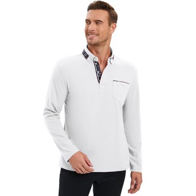 Men's Polo Shirts Long Sleeve Golf Shirts Business Casual Button Collar Shirts