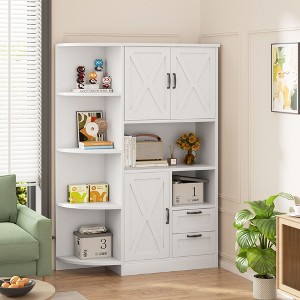 Celebalcony 60.4" Kitchen Pantry Cabinet ,kitchen storage with Microwave Stand - 1 of 4