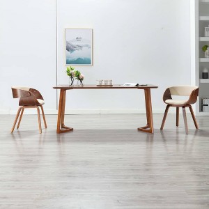 vidaXL Dining Chair Cream Bent Wood and Faux Leather - 1 of 4