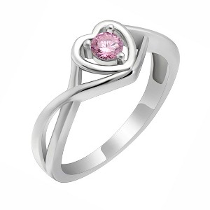 Christine Engagement Ring for Women Promise Heart Birthstone Cz Sterling Silver by Ginger Lyne - 1 of 4