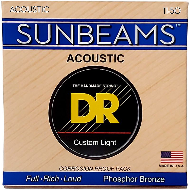 DR Strings Sunbeam Phosphor Bronze Medium Lite Acoustic Guitar Strings, 1 of 4