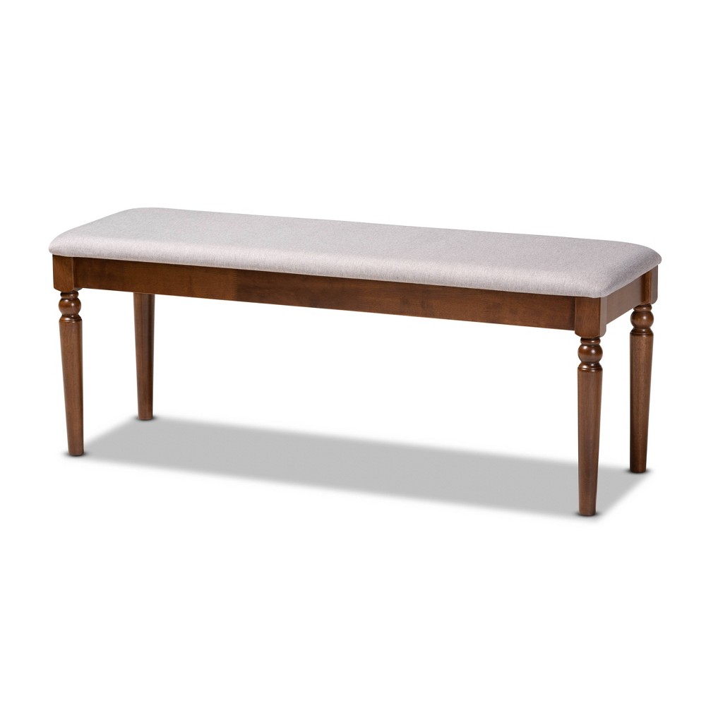 Photos - Other Furniture Giovanni Fabric Upholstered and Wood Dining Bench Gray/Walnut - Baxton Stu