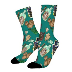 Witch Table In Teal Women Printed Crew Socks Funny Funky Socks Soft Polyester Novelty Gifts for Artists Men - 1 of 1