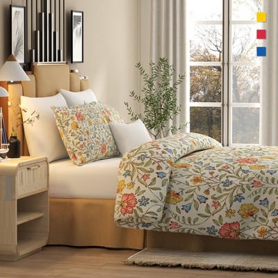 Color Sense 100% Cotton Percale Printed 3-Piece Duvet Cover Set