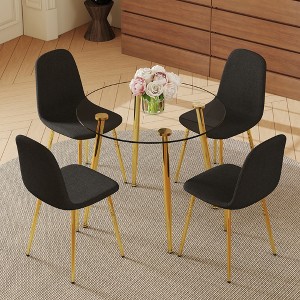 5-Piece Dining Set with Glass Table and 4 Armless Chairs - 1 of 4
