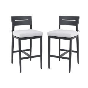 QingMoon Patio Bar Stools Set of 2, Aluminum Counter Height Chairs with Ergonomic Backrest, Tapered Legs and Footrest Weather-Resistant for Garden - 1 of 4