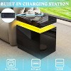 AMERLIFE 3 Pieces Modern High Gloss Living Room Table Set with LED Light and Storage, 2 End Side Tables with Charging Station for Living Room - 4 of 4
