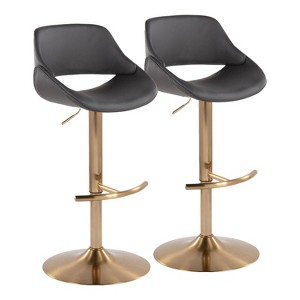LumiSource Set of 2 Fabrico Adjustable Barstools PU - 1 of 4