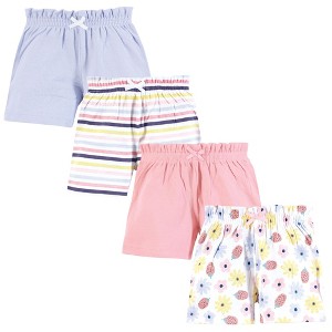 Hudson Baby Infant Girls Shorts Bottoms 4-Pack, Flowers And Strawberries - 1 of 4