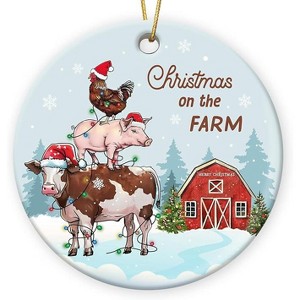 Lomsoe Farmhouse Ornaments Farm Animal Ornaments For Christmas Tree Decor Double Sided Ceramic Ornament Funny Gifts for Animal Lovers Christmas Gift - 1 of 1