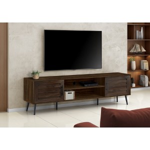 72" Modern TV Stand with Black Wood Legs, TV Console Table with 2 Cabinets for Living Room or Bedroom - 1 of 4
