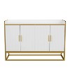 Modern Kitchen Buffet Storage Cabinet Cupboard White Gloss with Metal Legs for living room Kitchen - 2 of 4