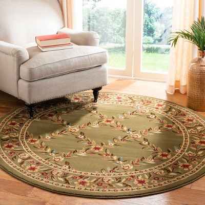 Safavieh Lyndhurst Green Floral Round Synthetic Area Rug