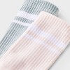 Girls' 2pk Striped Mid Crew Socks - art class™ Rose Pink/Blue Haze - 3 of 3