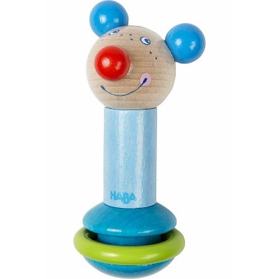 HABA Rod Clutching Toy Mouse with Clattering Plastic Ring (Made in Germany)