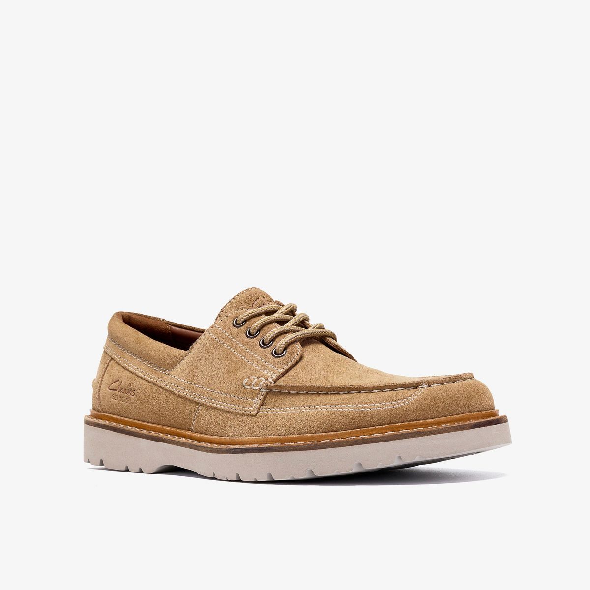 Clarks Mens Weltridge Moc Sand Suede Shoes - thumbnail 4