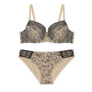 Agnes Orinda Women's Plus Push-Up Underwire Comfort Undergarment Set - 1 of 4