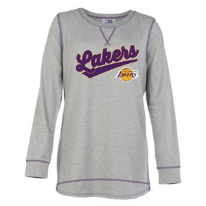 NBA Los Angeles Lakers Women's Gray Long Sleeve Team Slugger Crew Neck T-Shirt - 1 of 4