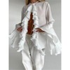 Clearlove Women's Collar Neck Button Down Ruffle Front Long Sleeve Blouse Shirt Top - 2 of 4